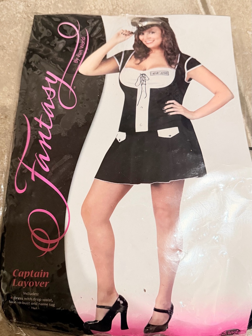 NEW Plus Size Captain Layover Women's Black & White Costume Dress